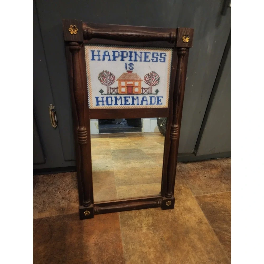 Vintage Wood Framed Cross Stitch 